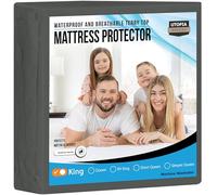Utopia Bedding Coprimaterasso impermeabile king size in spugna di alta qualità, 200 g/m², traspirante, stile aderente, con tasche elastiche (grigio)