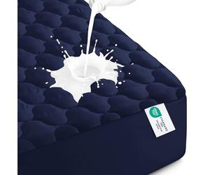 Utopia Bedding Coprimaterasso impermeabile, per letto matrimoniale, trapuntato, estensibile fino a 40 cm di profondità (blu navy)