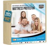 Utopia Bedding Coprimaterasso impermeabile Queen Size, in spugna di alta qualità, 200 g/m², traspirante, stile aderente, con tasche elastiche (beige)