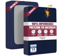 Utopia Bedding Coprimaterasso Singolo Impermeabile 90 x 190 x 40 cm, Certificato OEKO-TEX, Proteggi Materasso, Traspirante, Lavabile, Stile Montato Tutto Intorno Elastico Blu Marino