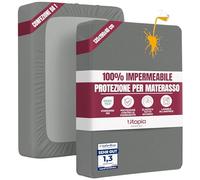 Utopia Bedding Coprimaterasso Una Piazza e Mezza Impermeabile 135 x 190 x 40 cm, Certificato OEKO-TEX, Proteggi Materasso, Traspirante, Lavabile, Stile Montato Tutto Intorno Elastico Grigio
