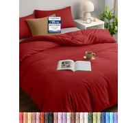 Utopia Bedding Copripiumino 3 pezzi Una Piazza e Mezza - Microfibra Copripiumino 200x200cm + Federe 50x75cm (Rosso)