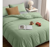 Utopia Bedding Copripiumino 3 pezzi Una Piazza e Mezza - Microfibra Copripiumino 200x200cm + Federe 50x75cm (Verde Salvia)