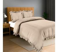 Utopia Bedding Copripiumino a Volant Matrimoniale 240x220 - Microfibra Copripiumino 240x220cm + Federe 65x65cm - Beige
