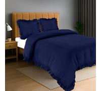Utopia Bedding Copripiumino a Volant Matrimoniale 240x220 - Microfibra Copripiumino 240x220cm + Federe 65x65cm - Blu Navy