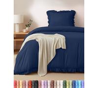 Utopia Bedding Copripiumino a Volant Singolo - 135x200 cm - Blu Navy