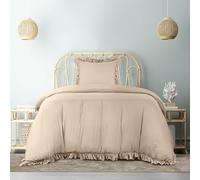 Utopia Bedding Copripiumino a Volant Singolo - Copripiumino in microfibra 135x200 cm + Federa 80x80 cm - Beige