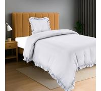 Utopia Bedding Copripiumino a Volant Singolo - Copripiumino in microfibra 135x200 cm + Federa 80x80 cm - Bianco