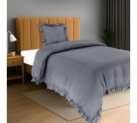 Utopia Bedding Copripiumino a Volant Singolo - Copripiumino in microfibra 135x200 cm + Federa 80x80 cm - Grigio