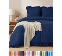 Utopia Bedding Copripiumino a Volant Una Piazza e Mezza 200x200cm, Blu Navy