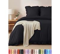 Utopia Bedding Copripiumino a Volant Una Piazza e Mezza - 200x200cm - Nero