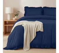 Utopia Bedding Copripiumino a Volant Una Piazza e Mezza - Microfibra Copripiumino 200x200cm + Federe 80x80cm - Blu Navy