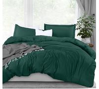 Utopia Bedding, Copripiumino king size, 1 copripiumino con 2 federe, 3 pezzi, copripiumino con chiusura a cerniera, morbida microfibra spazzolata, 264 x 228 cm (king size, smeraldo)