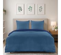 Utopia Bedding Copripiumino Matrimoniale 200x200 cm, Blu Navy/Azzurro | Microfibra Copripiumino 200x200 cm con 2 Federe 50x75 cm, Certificato Oeko-TEX, facile da montare, ideale per case e hotel