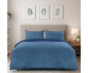 Utopia Bedding Copripiumino Matrimoniale 200x200 cm, Blu Navy/Azzurro | Microfibra Copripiumino 200x200 cm con 2 Federe 50x75 cm, Certificato Oeko-TEX, facile da montare, ideale per case e hotel