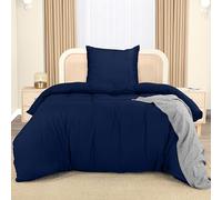 Utopia Bedding Copripiumino Singolo - Copripiumino In Microfibra Di Poliestere 135x200cm + Federa Ricamata 80x80cm - (Blu Marino)