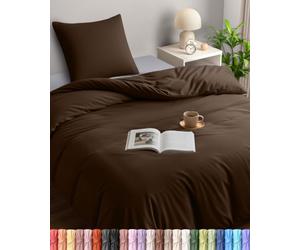 Utopia Bedding Copripiumino Singolo - Microfibra Copripiumino 135x200cm + Federa 80x80cm - Marrone