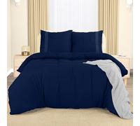 Utopia Bedding Copripiumino Una Piazza E Mezza - Copripiumino In Microfibra Di Poliestere 200x200cm + Federe Ricamate 80x80cm - (Blu Marino)