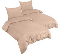 Utopia Bedding Copripiumino Una Piazza e Mezza - Microfibra Copripiumino 2 x 135x200cm + 2 x Federe 80x80cm - Beige