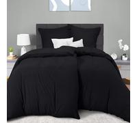 Utopia Bedding Copripiumino Una Piazza e Mezza - Microfibra Copripiumino 2 x 135x200cm + 2 x Federe 80x80cm - Nero