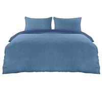 Utopia Bedding Copripiumino Una Piazza e Mezza - Microfibra Copripiumino 200x200cm + Federe 50x75cm - Blu Navy/Azzurro