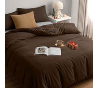 Utopia Bedding Copripiumino Una Piazza e Mezza - Microfibra Copripiumino 200x200cm + Federe 50x75cm - Marrone
