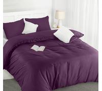 Utopia Bedding Copripiumino Una Piazza e Mezza - Microfibra Copripiumino 200x200cm + Federe 50x75cm - Viola
