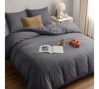 Utopia Bedding Copripiumino Una Piazza e Mezza - Microfibra Copripiumino 200x200cm + Federe 80x80cm - Grigio