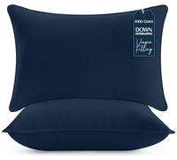 Utopia Bedding Cuscini Letto (Set di 2), 50 x 70 cm Guanciali Letto Coppia, 3D Fibra di Poliestere (Blu Navy),