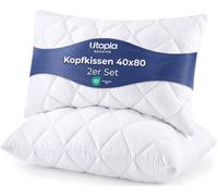 Utopia Bedding Cuscini Letto Trapuntati 40x80 cm, Set da 2, Bianco | Imbottitura cuscini morbida e design trapuntato per un comfort quotidiano e un tocco elegante alla camera da letto.