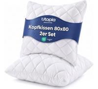 Utopia Bedding Cuscini Letto Trapuntati 80x80 cm, Set da 2, Bianco | Imbottitura cuscini morbida e design trapuntato per un comfort quotidiano e un tocco elegante alla camera da letto.