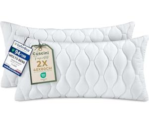 Utopia Bedding Cuscini trapuntati, Set di 2, 40 x 80 cm, Bianco | Imbottitura per cuscini, Cuscini Trapuntati per Letto e Cuscini Decorativi, Ideali Come Cuscini Divano per Ogni Ambiente