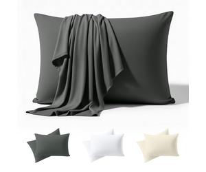 Utopia Bedding - Federa in Jersey 50 x 70 cm, Set da 2 - OEKO-TEX - Federe in misto cotone con chiusura a busta - Grigio (cuscino interno non incluso), Solo Federa