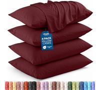 Utopia Bedding Federe per cuscino, confezione da 4, chiusura a busta, in morbida microfibra spazzolata, resistenti al restringimento e allo sbiadimento, per letto queen size, 51 x 76 cm, bordeaux