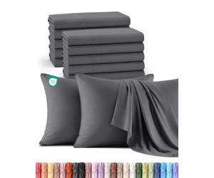 Utopia Bedding - Federe Set Di 12-50 x 75 Cm - Copricuscino In Poliestere - Morbida Spazzolata Microfibra Federe Con Chiusura A Busta - Grigio