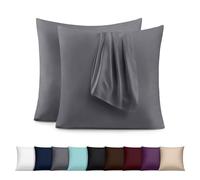 Utopia Bedding - Federe Set Di 2-60 x 60 Cm - Copricuscino In Poliestere - Morbida Spazzolata Microfibra Federe Con Chiusura A Busta - Grigio