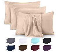 Utopia Bedding - Federe Set Di 4-50 x 80 Cm - Copricuscino In Poliestere - Morbida Spazzolata Microfibra Federe Con Chiusura A Busta - Beige