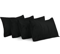 Utopia Bedding - Federe Set Di 4-50 x 80 Cm - Copricuscino In Poliestere - Morbida Spazzolata Microfibra Federe Con Chiusura A Busta - Nero