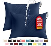 Utopia Bedding Fodere impermeabili per cuscini king size con cerniera (confezione da 2, blu navy), federe con cerniera, a prova di cimici, 50 x 96 cm