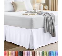Utopia Bedding Gonna da letto king size, morbida piega quadrupla - facile da montare con 30,7 cm su misura - qualità alberghiera, termoretraibile e resistente allo sbiadimento (king size, bianco)