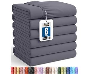 Utopia Bedding Lenzuola con angoli per letto queen size, confezione da 6, in morbida microfibra spazzolata, con angoli profondi, resistenti al restringimento e allo sbiadimento, facili da pulire