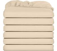Utopia Bedding Lenzuola con angoli queen - Confezione da 6 fogli sotto, morbida microfibra spazzolata, tasche profonde, resistenti al restringimento e allo scolorimento, facili da pulire (beige)