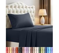 Utopia Bedding, lenzuola XL per letto singolo, 3 pezzi, in microfibra spazzolata, resistente al restringimento e allo scolorimento, facile da pulire (extra lunghe, blu navy)