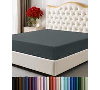 Utopia Bedding Lenzuolo con angoli (doppio, grigio), in microfibra vellutata spazzolata, traspirante, extra morbido e confortevole, resistente alle pieghe, allo sbiadimento, alle macchie e alle