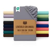 Utopia Bedding Lenzuolo con Angoli Due Piazze Matrimoniale - 180x200cm - Grigio - Certifié Oeko-TEX - Microfibra di Poliestere Spazzolato -Lenzuolo Sotto con Angoli Elasticizzato