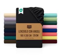 Utopia Bedding Lenzuolo con Angoli Due Piazze Matrimoniale - 180x200cm - Nero - Certifié Oeko-TEX - Microfibra di Poliestere Spazzolato -Lenzuolo sotto con Angoli Elasticizzato