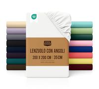 Utopia Bedding Lenzuolo con Angoli Due Piazze Matrimoniale - 200x200cm - Bianco - Certifié Oeko-TEX - Microfibra di Poliestere Spazzolato -Lenzuolo sotto con Angoli Elasticizzato
