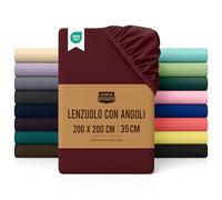 Utopia Bedding Lenzuolo con Angoli Due Piazze Matrimoniale - 200x200cm - Bordeaux - Certifié Oeko-TEX - Microfibra di Poliestere Spazzolato -Lenzuolo sotto con Angoli Elasticizzato