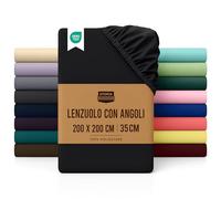 Utopia Bedding Lenzuolo con Angoli Due Piazze Matrimoniale - 200x200cm - Nero - Certifié Oeko-TEX - Microfibra di Poliestere Spazzolato -Lenzuolo sotto con Angoli Elasticizzato