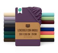 Utopia Bedding Lenzuolo con Angoli Due Piazze Matrimoniale - 200x200cm - Viola - Certifié Oeko-TEX - Microfibra di Poliestere Spazzolato -Lenzuolo sotto con Angoli Elasticizzato